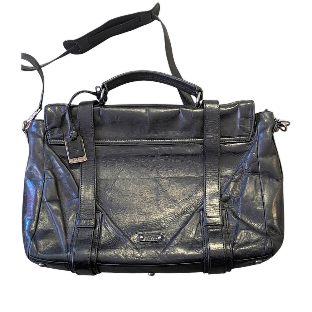 Frye Black Leather Messenger Bag